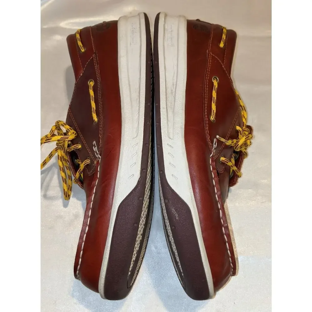 Timberland Mens Brown Casual Classic Leather Lace Up Boat Deck Shoes Size 11.5